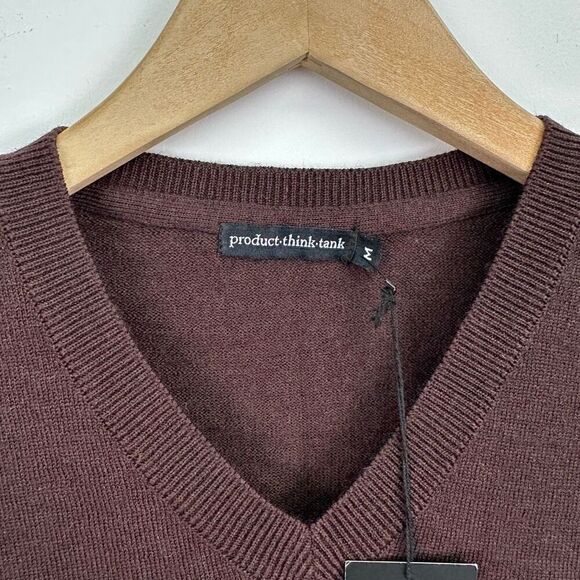 Product Think Tank Unisex Mt Abe 100% Wool Mahogany Brown V-neck Sweater Vest - Picture 4 of 9